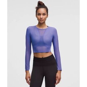 Lululemon Crop Top S / 6 Black Long Sleeve Mesh Panelled Training Athletic